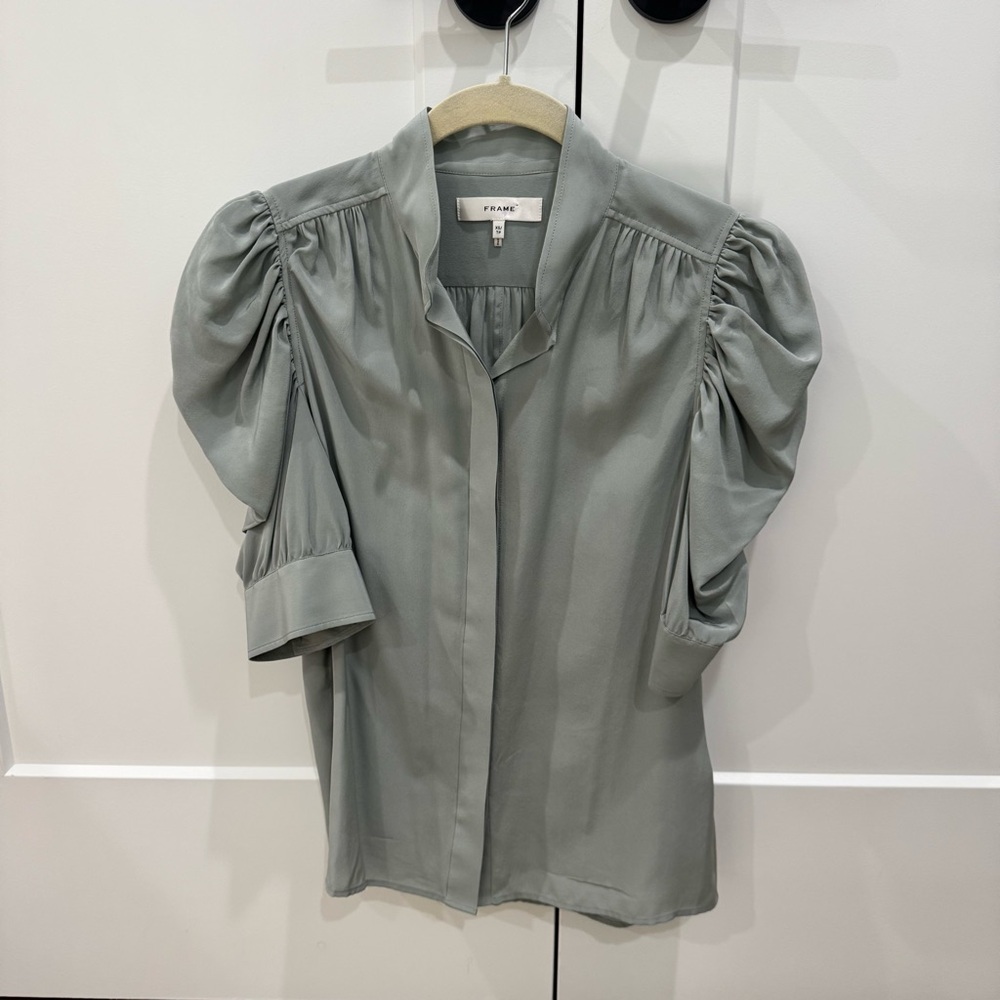 Frame Women's Gray Puff Sleeve Blouse